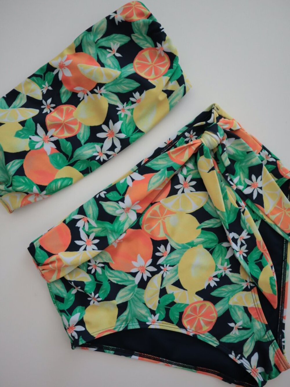 Old Navy Citrus Print Bandeau High Waist Tie Bikini | M